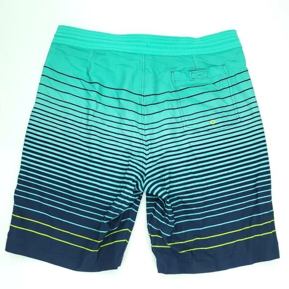 Old Navy California Boardshorts Mens 36x9" Green Striped Swim Stretch - Picture 7 of 8